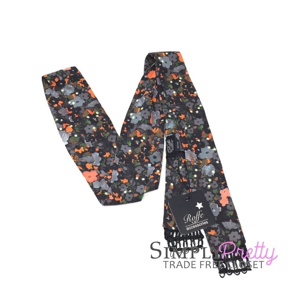 Roffe Accessories Floral Fringe Skinny Sash